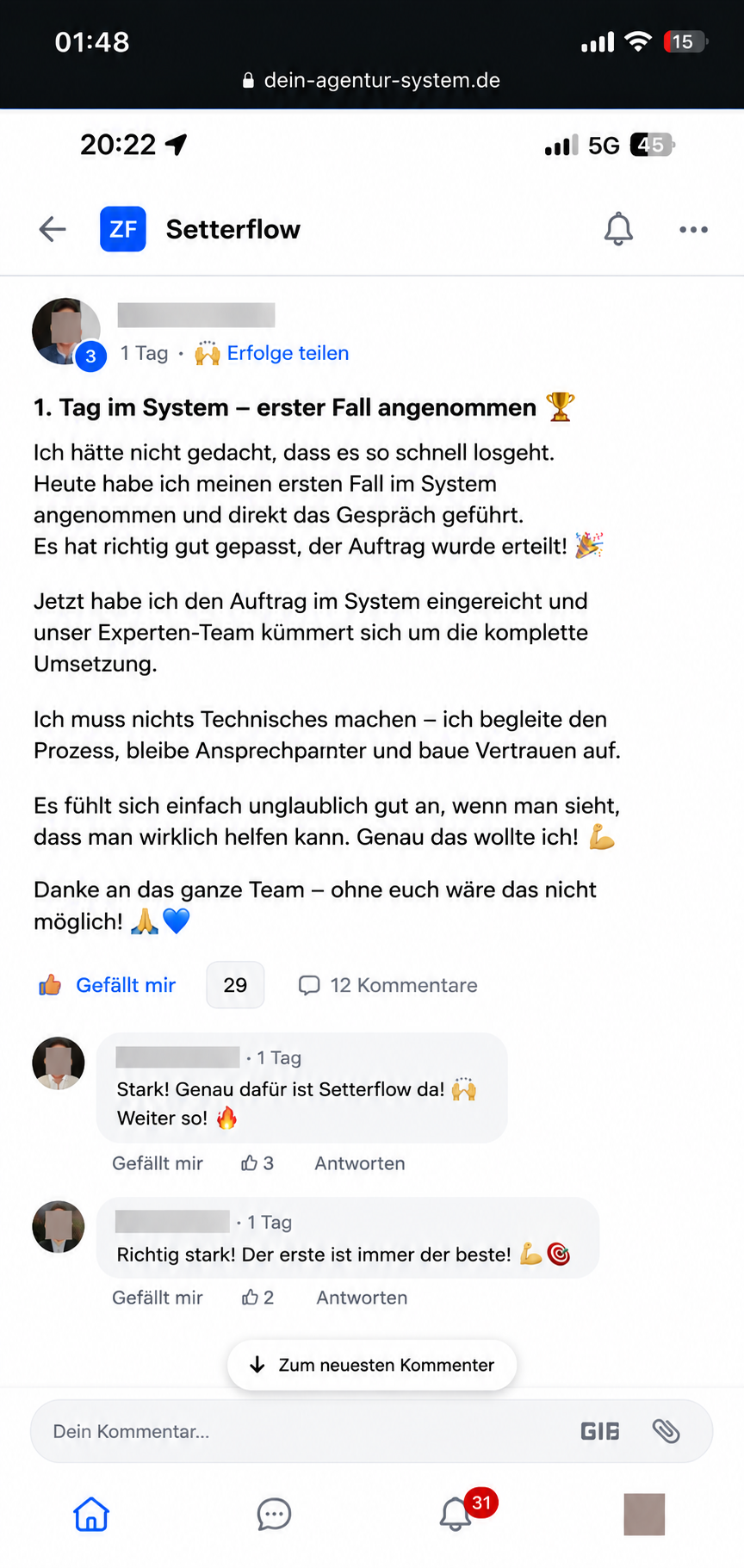 1. Tag im System – erster Fall angenommen
