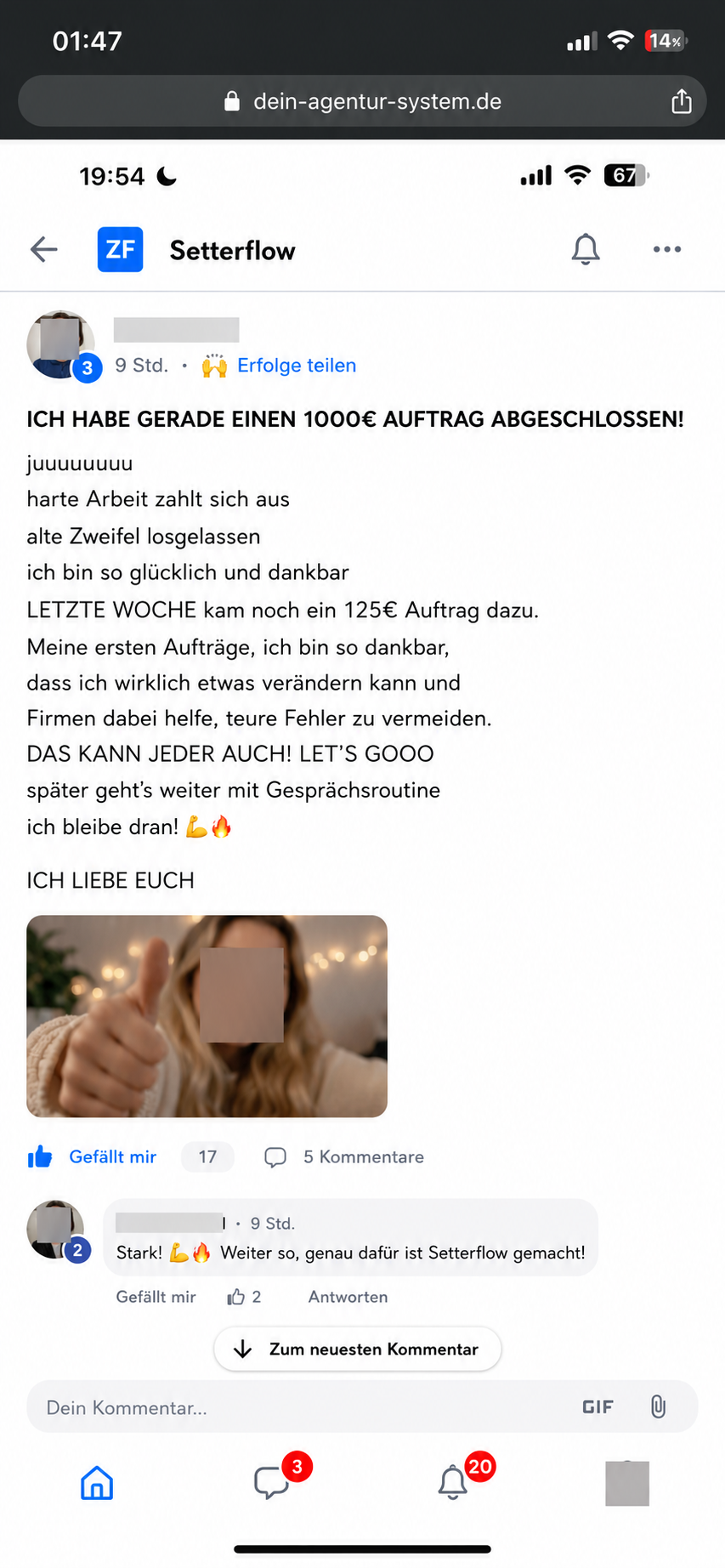 1.000 € Auftrag abgeschlossen