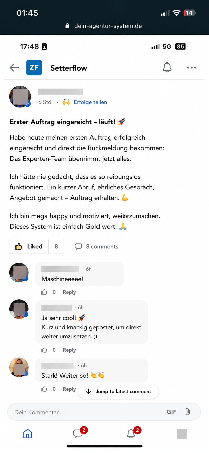 Erster Auftrag eingereicht – läuft!