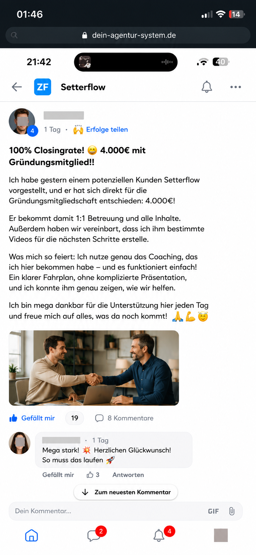 100 % Closingrate – 4.000 € mit Gründungsmitglied