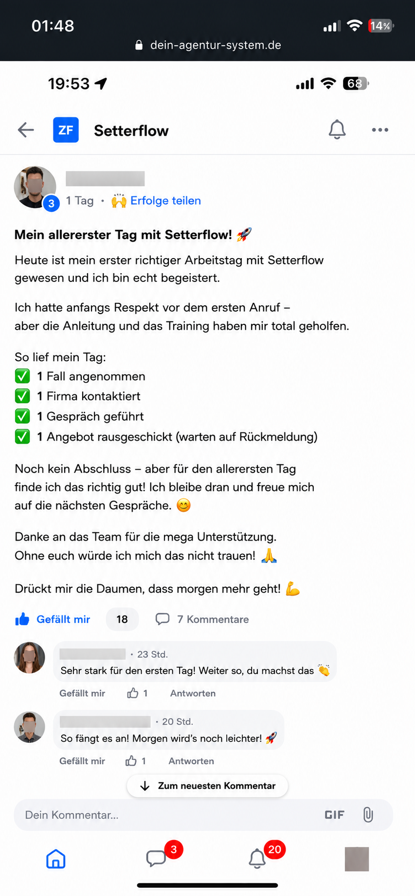 Mein allererster Tag mit Setterflow