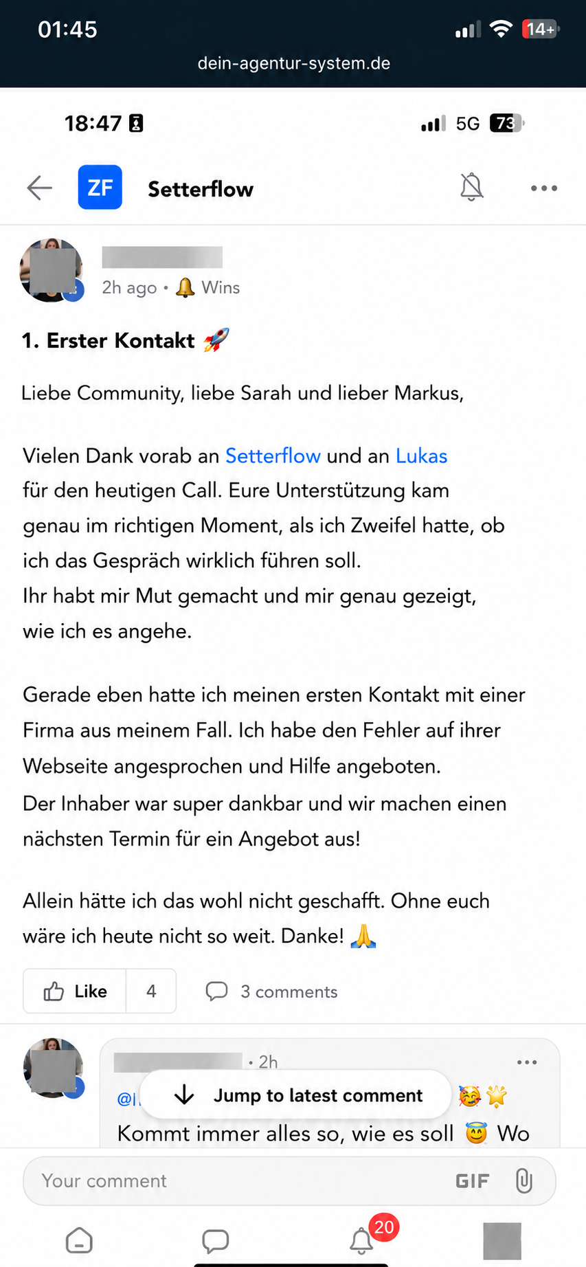 Erster Kontakt mit einer Firma