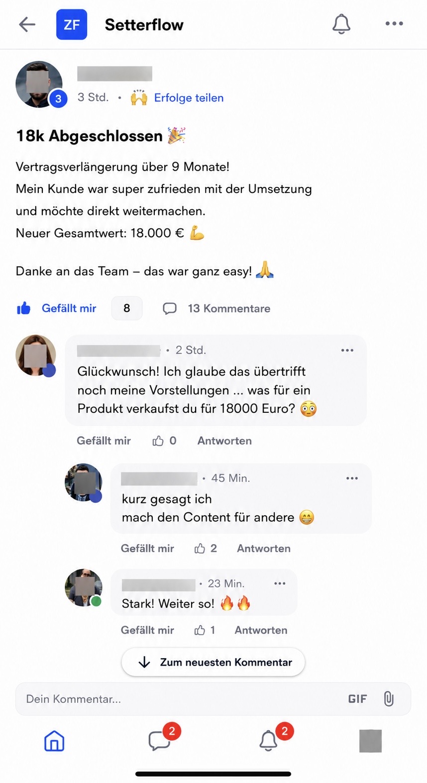 18k abgeschlossen – Vertragsverlängerung über 9 Monate