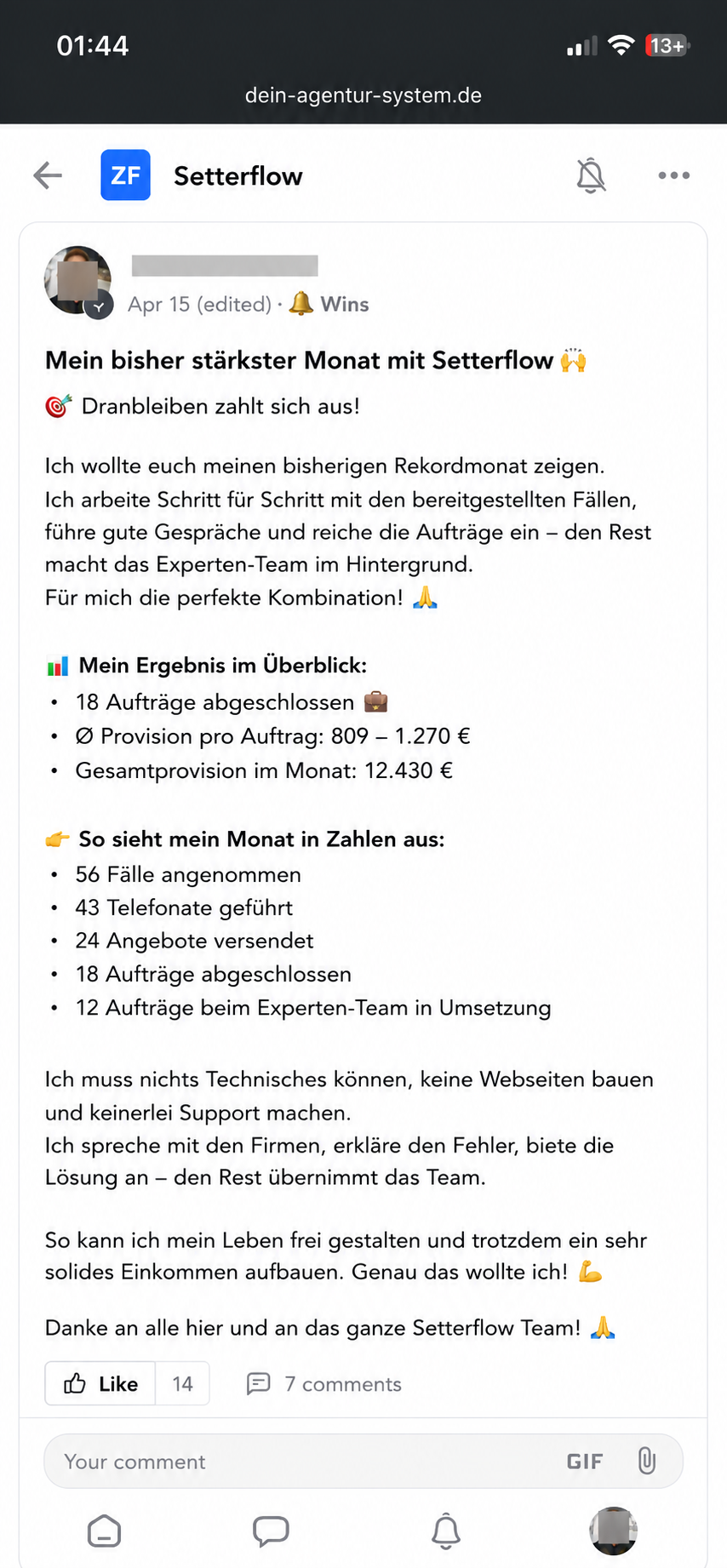 Stärkster Monat – 18 Aufträge, 12.430 € Provision