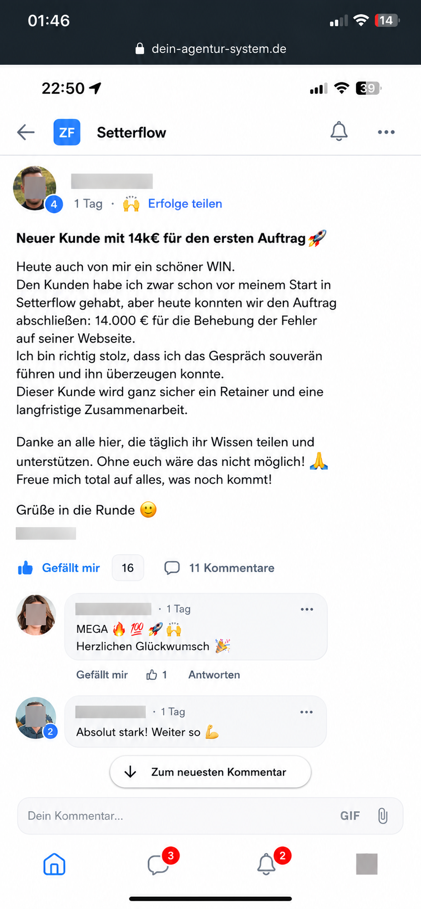 Neuer Kunde mit 14k € für den ersten Auftrag