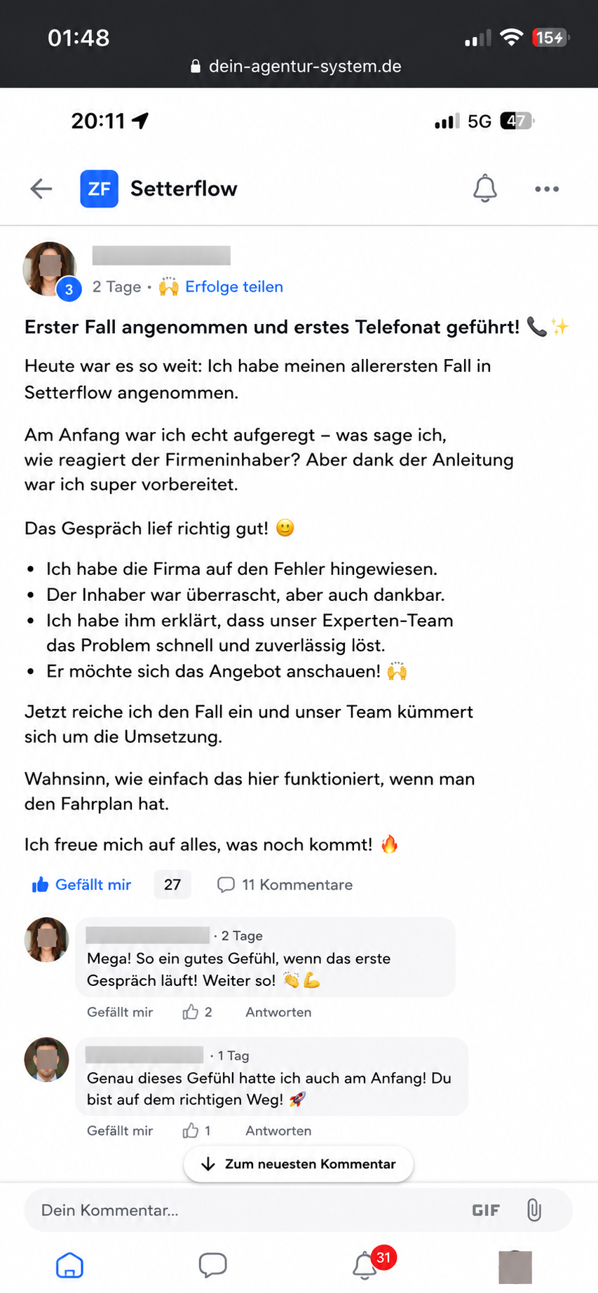Erster Fall angenommen und erstes Telefonat geführt